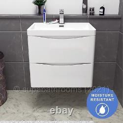 Bathroom Wall Hung Vanity Unit 2 Drawer Cabinet 600 Smile Deluxe Gloss White