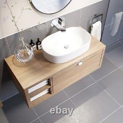 Bathroom Wall Hung Vanity Unit Sink Cabinet Wash Basin Sink Storage Drawer 1100