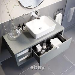 Bathroom Wall Hung Vanity Unit Sink Cabinet Wash Basin Sink Storage Drawer 1100