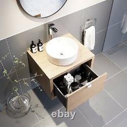 Bathroom Wall Hung Vanity Unit Sink Cabinet Wash Basin Sink Storage Drawer 600mm