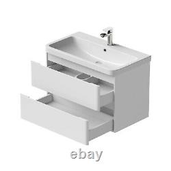 Bathroom Wall Hung Vanity Unit Wash 800 Basin Base Cabinet Drawers Storage White