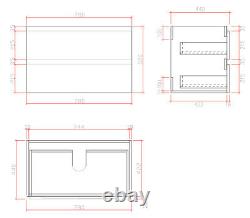 Bathroom Wall Hung Vanity Unit Wash 800 Basin Base Cabinet Drawers Storage White