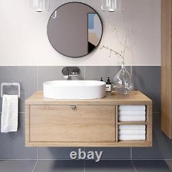 Bathroom Wall Hung Vanity Unit White Basin Cabinet Storage Drawer Shelf 1100mm