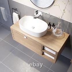 Bathroom Wall Hung Vanity Unit White Basin Cabinet Storage Drawer Shelf 1100mm