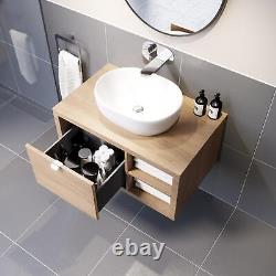 Bathroom Wall Hung Vanity Unit White Basin Cabinet Storage Drawer Shelf 800mm
