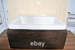 Bathroom Wall Hung Vanity Unit dark wood includes basin single drawer