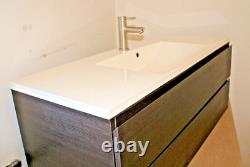Bathroom Wall Hung designer dark wood Vanity Unit basin dual drawer