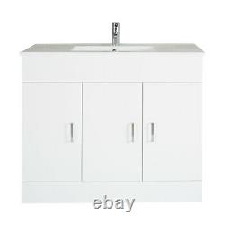Bathroom White Vanity Unit Basin Sink Storage Floor Cabinet 600mm 800mm 1000mm