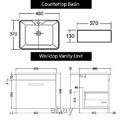 Bathroom Worktop Vanity Unit Countertop Basin Sink 1 Drawer Wall Hung