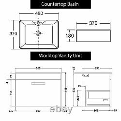 Bathroom Worktop Vanity Unit Countertop Basin Sink 1 Drawer Wall Hung