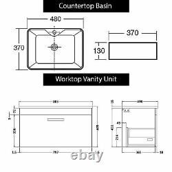 Bathroom Worktop Vanity Unit Countertop Basin Sink 1 Drawer Wall Hung