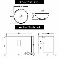 Bathroom Worktop Vanity Unit Countertop Basin Sink 2 Door Floor Standing