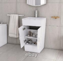 Bathroom cabinet vanity unit with sink cloakroom unit basin 500mm White