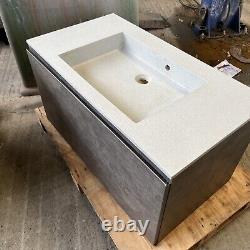 Bathroom sale Wall Hung designer Concrete Effect Vanity Unit & Anthracite basin