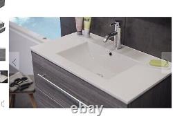 Bathroom unit Vanity Furniture 80Cm Wide in Silver Grey oak Boxed