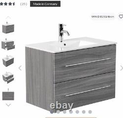 Bathroom unit Vanity Furniture 80Cm Wide in Silver Grey oak Boxed