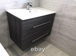 Bathroom unit Vanity Furniture 80Cm Wide in Silver Grey oak Boxed