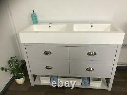 Bathroom vanity unit with double sink 1200mm wide painted washstand