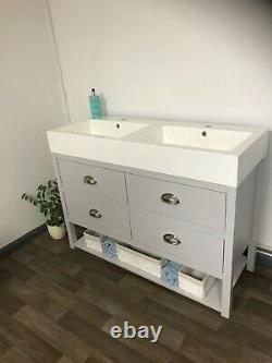 Bathroom vanity unit with double sink 1200mm wide painted washstand