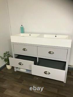 Bathroom vanity unit with double sink 1200mm wide painted washstand