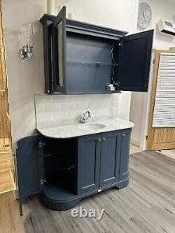 Bathroom vanity unit with sink traditional & double mirror cabinet