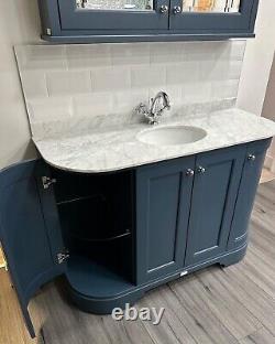 Bathroom vanity unit with sink traditional & double mirror cabinet