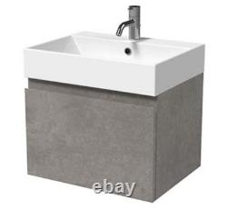 Bathstore Mino Wall Mounted Vanity Unit 500mm Concrete, NO BASIN