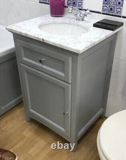 Bathstore Vanity Unit Savoy Gun Metal Grey, Ceramic Under Counter Basin & Taps