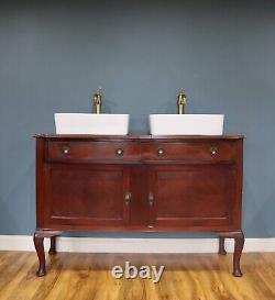 Beautiful Vintage Mahogany Regency Style Double Basin Bathroom Vanity Unit