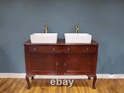 Beautiful Vintage Mahogany Regency Style Double Basin Bathroom Vanity Unit