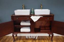 Beautiful Vintage Mahogany Regency Style Double Basin Bathroom Vanity Unit