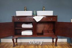 Beautiful Vintage Mahogany Regency Style Double Basin Bathroom Vanity Unit