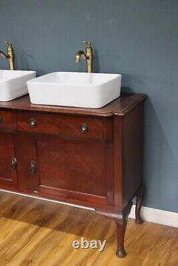 Beautiful Vintage Mahogany Regency Style Double Basin Bathroom Vanity Unit