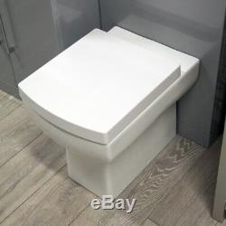 Black Ash Furniture Pack Bathroom Toilet Glass Sink Vanity Unit Designer Suite