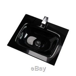 Black Ash Furniture Pack Bathroom Toilet Glass Sink Vanity Unit Designer Suite