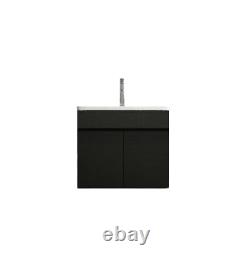 Black Bathroom Furniture Plywood Vanity Unit Mirror Cabinet Basin Included 600mm