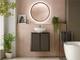 Black Bathroom Vanity Sink Unit Wall Hung Ribbed Cabinet 600mm Countertop Nero