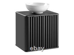 Black Bathroom Vanity Sink Unit Wall Hung Ribbed Cabinet 600mm Countertop Nero