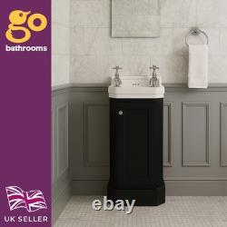 Black Cloakroom Vanity Unit & Ceramic Basin 500mm Small Bathroom Unit & Sink