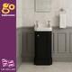 Black Cloakroom Vanity Unit & Ceramic Basin 500mm Small Bathroom Unit & Sink