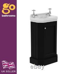 Black Cloakroom Vanity Unit & Ceramic Basin 500mm Small Bathroom Unit & Sink