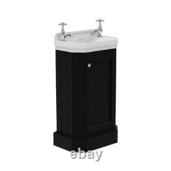 Black Cloakroom Vanity Unit & Ceramic Basin 500mm Small Bathroom Unit & Sink