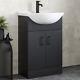 Black Freestanding Vanity Unit With Basin 560mm Modern Bathroom Storage