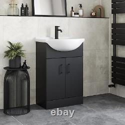 Black Freestanding Vanity Unit with Basin 560mm Modern Bathroom Storage