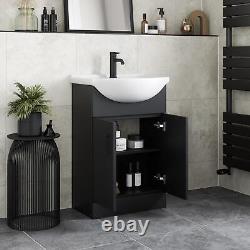 Black Freestanding Vanity Unit with Basin 560mm Modern Bathroom Storage