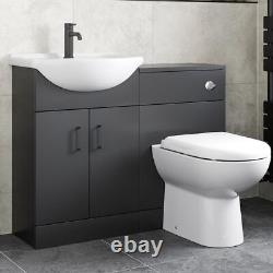 Black Toilet & Vanity Unit with Basin 1050mm Modern Bathroom Storage