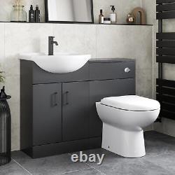 Black Toilet & Vanity Unit with Basin 1050mm Modern Bathroom Storage