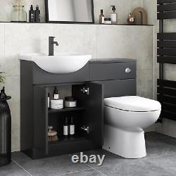 Black Toilet & Vanity Unit with Basin 1050mm Modern Bathroom Storage