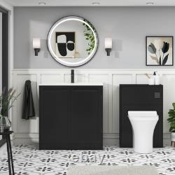 Black Vanity Unit Bathroom Storage With Ceramic Basin Floor Standing Wall Hung