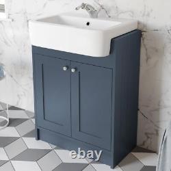 Blue Traditional Freestanding Vanity Unit with Basin 620mm Traditional Bathroom